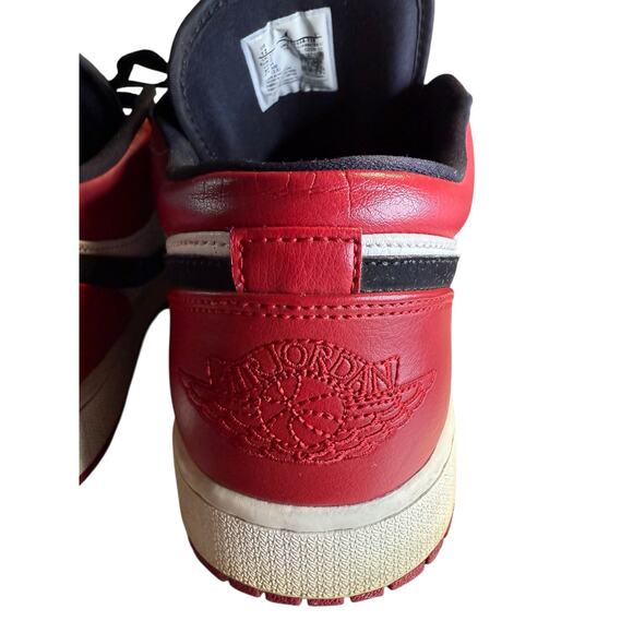 Nike Air Jordan 1 Low Black Toe Red White Retro Bred 553558-116, Men's Size 12 - Picture 7 of 10